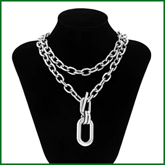 Chunky Chain Link Choker Necklace with Toggle Clasp - Picture 4 of 6
